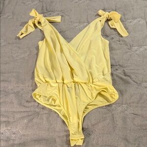 VICI Yellow Bodysuit with Adjustable Bow Straps